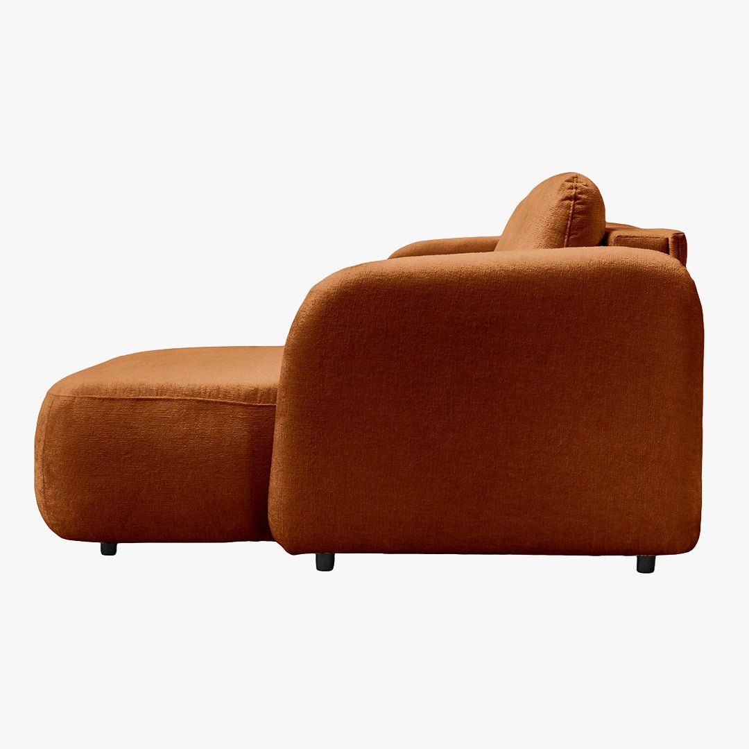 DRIXY Canapé d'angle convertible avec coffre en tissu orange - Angle droit - Canapé d'angle convertible - Mobilier Deco