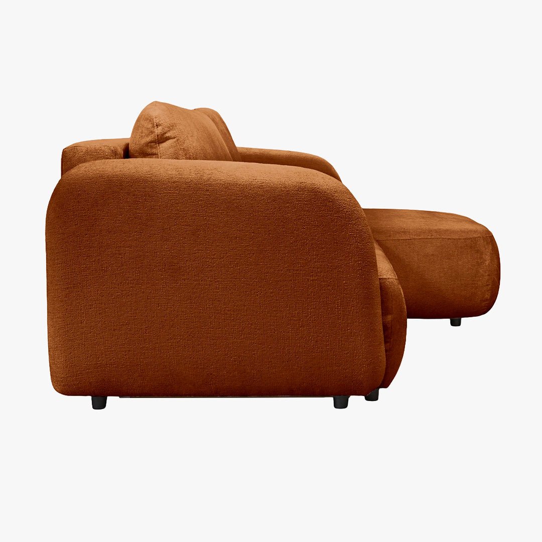 DRIXY Canapé d'angle convertible avec coffre en tissu orange - Angle droit - Canapé d'angle convertible - Mobilier Deco