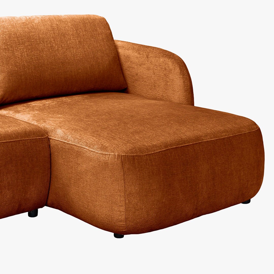 DRIXY Canapé d'angle convertible avec coffre en tissu orange - Angle droit - Canapé d'angle convertible - Mobilier Deco
