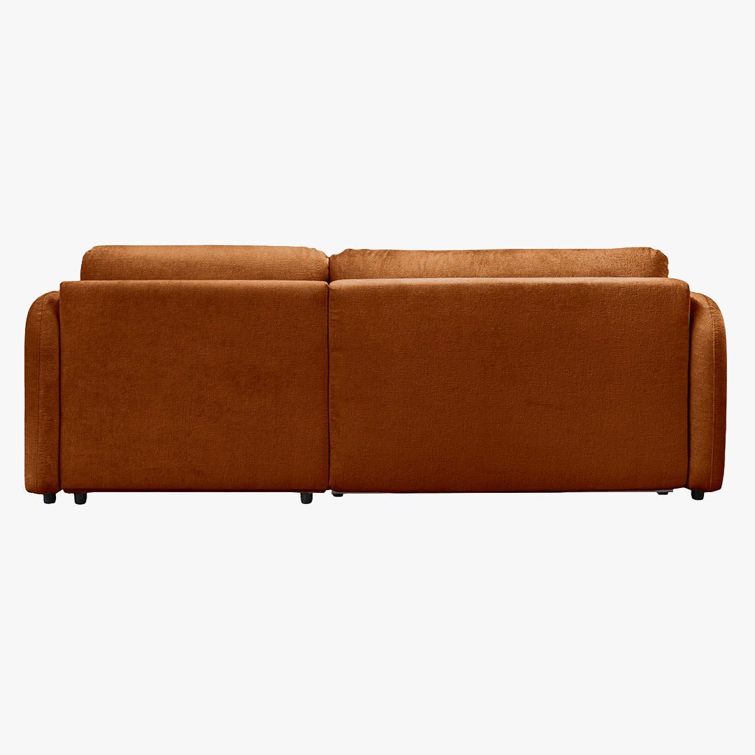 DRIXY Canapé d'angle convertible avec coffre en tissu orange - Angle droit - Canapé d'angle convertible - Mobilier Deco