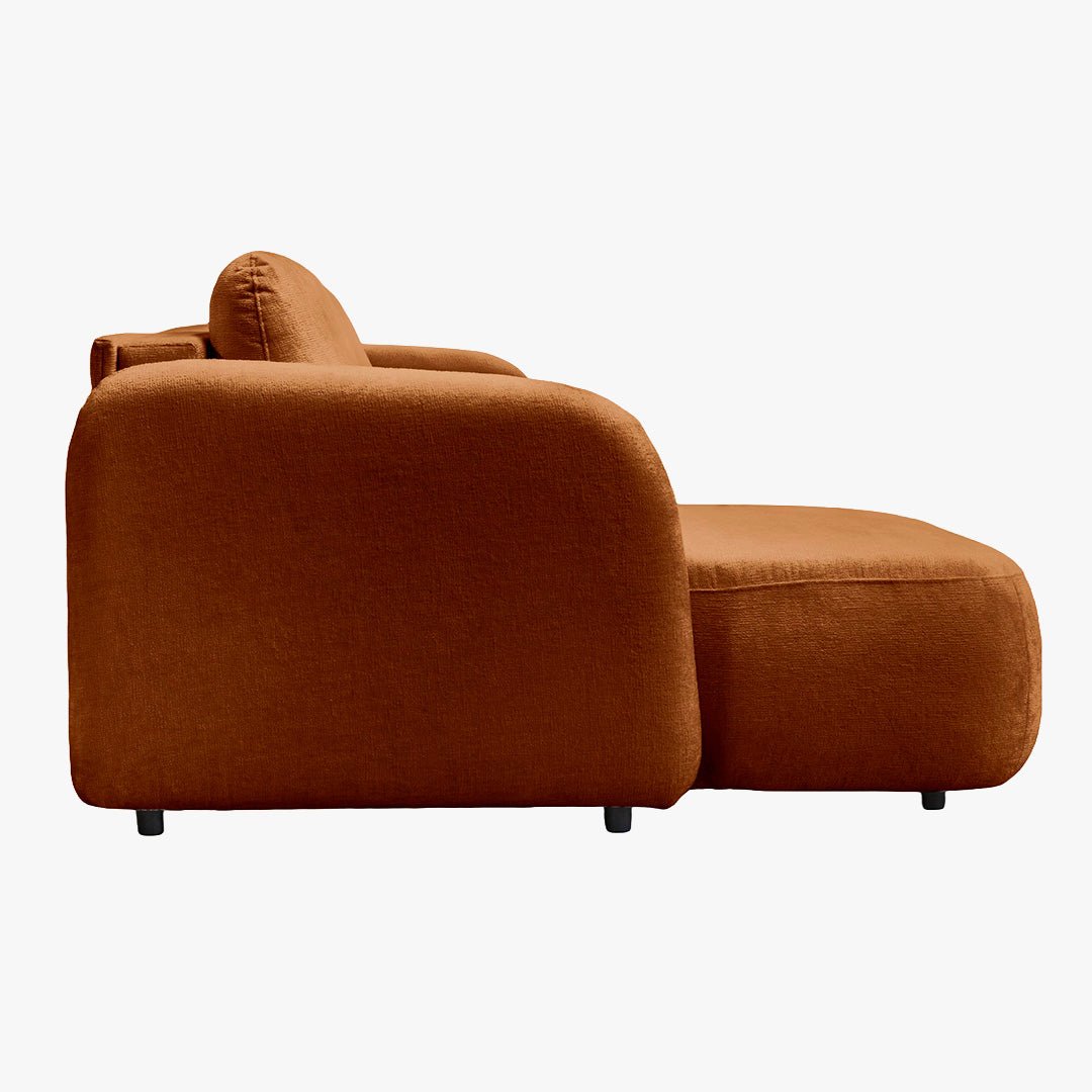 DRIXY Canapé d'angle convertible avec coffre en tissu orange - Angle gauche - Canapé d'angle convertible - Mobilier Deco