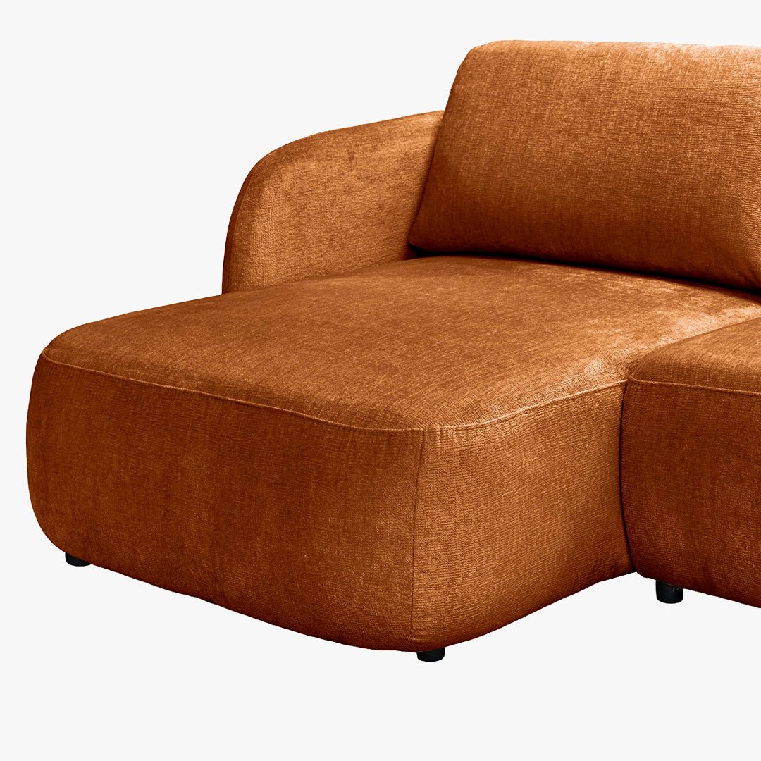 DRIXY Canapé d'angle convertible avec coffre en tissu orange - Angle gauche - Canapé d'angle convertible - Mobilier Deco
