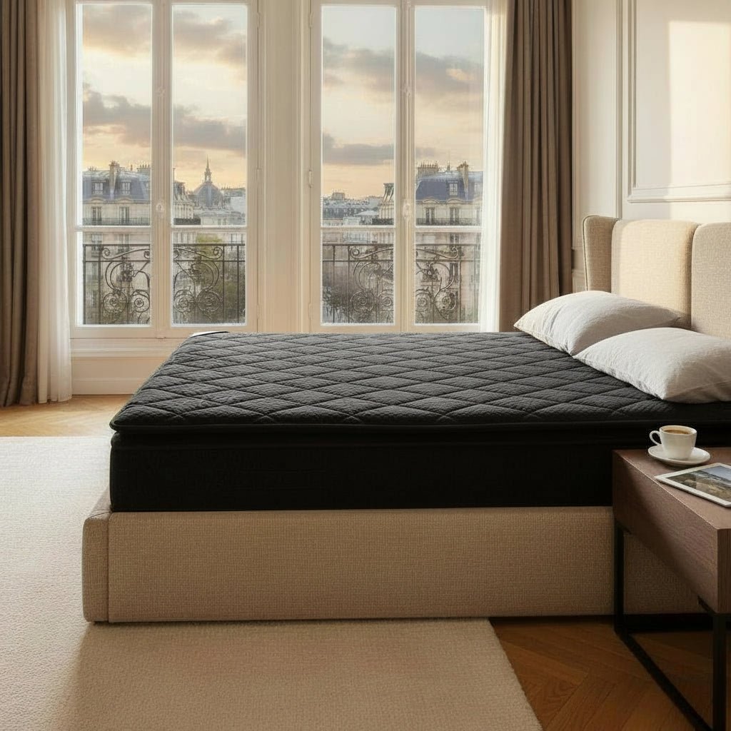 DUBAI BLACK Matelas mémoire de forme et ressorts ensachés 140x190 cm épaisseur 33 cm - Matelas - Mobilier Deco