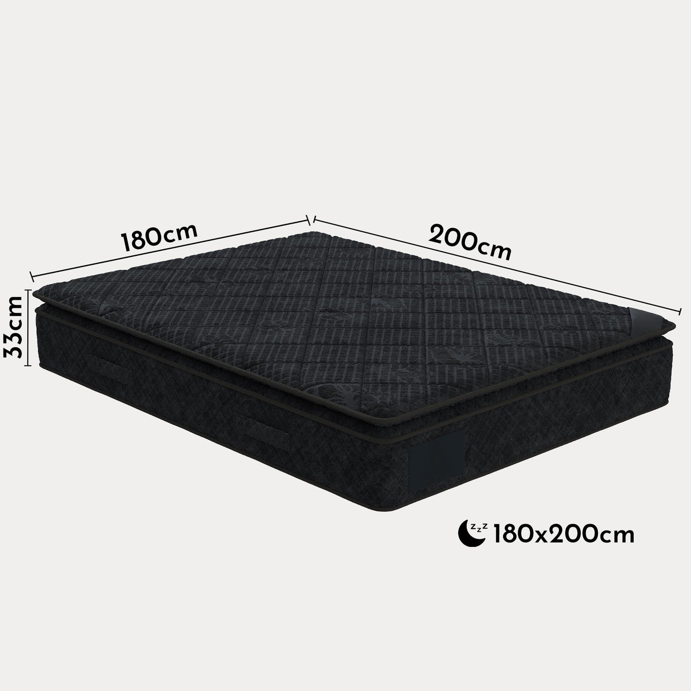 DUBAI BLACK Matelas mémoire de forme et ressorts ensachés 180x200 cm épaisseur 33 cm - Matelas - Mobilier Deco