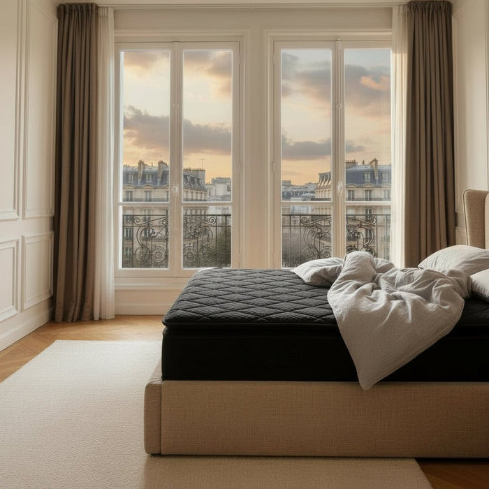 DUBAI BLACK Matelas mémoire de forme et ressorts ensachés 180x200 cm épaisseur 33 cm