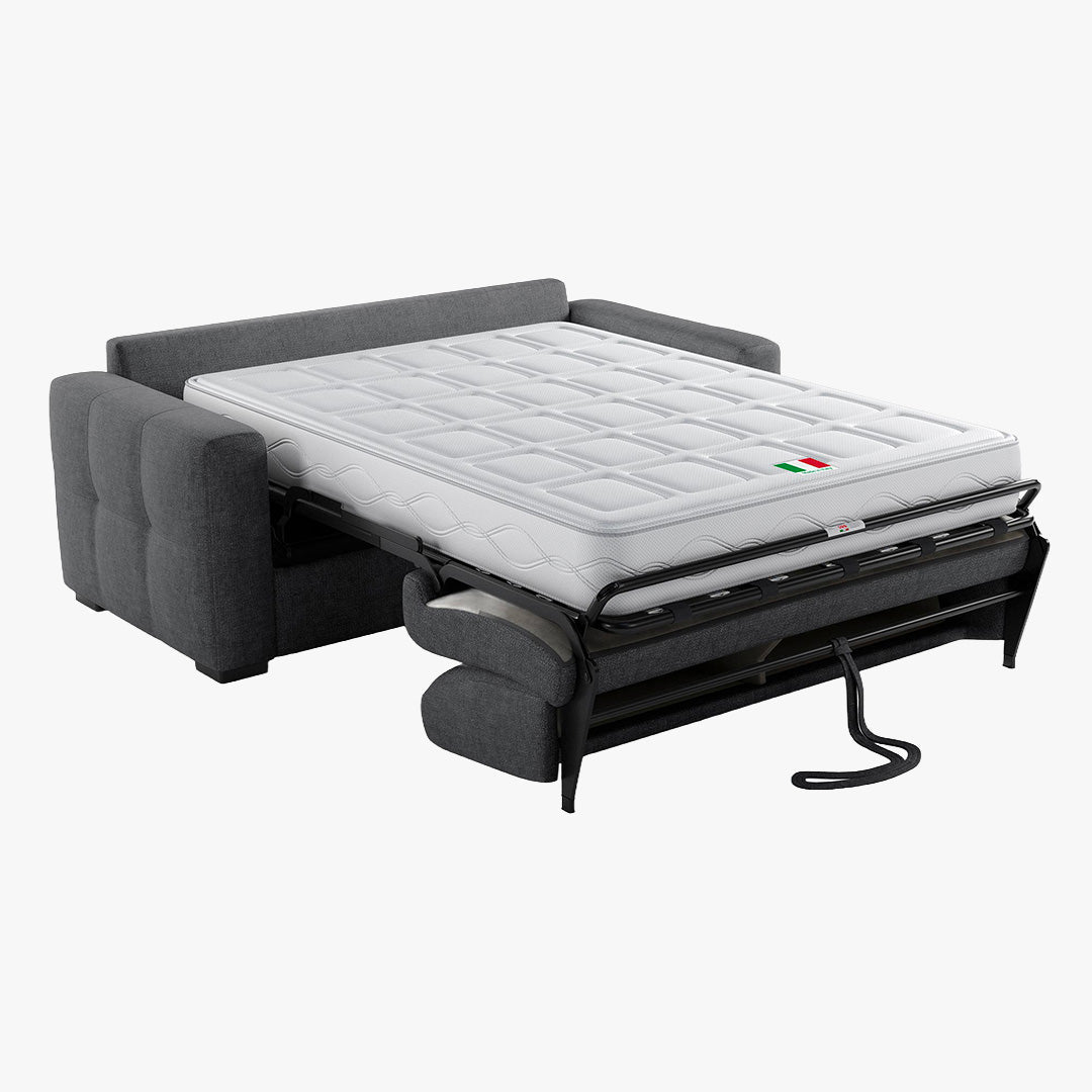 DYLANE Canapé 3 places convertible tissu capitonné gris anthracite matelas 22 cm - Canapés convertibles - Mobilier Deco