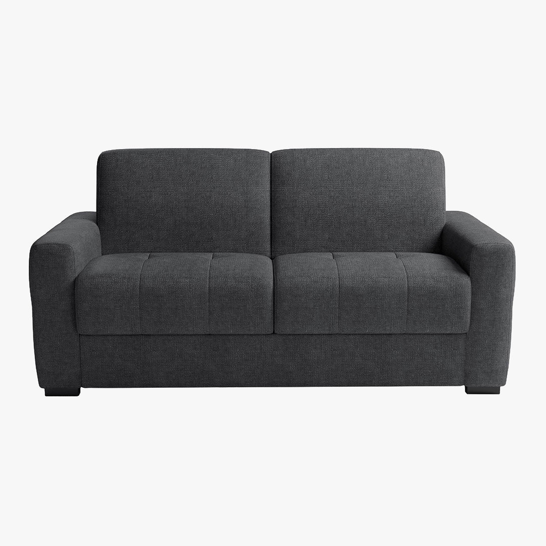 DYLANE Canapé 3 places convertible tissu capitonné gris anthracite matelas 22 cm - Canapés convertibles - Mobilier Deco