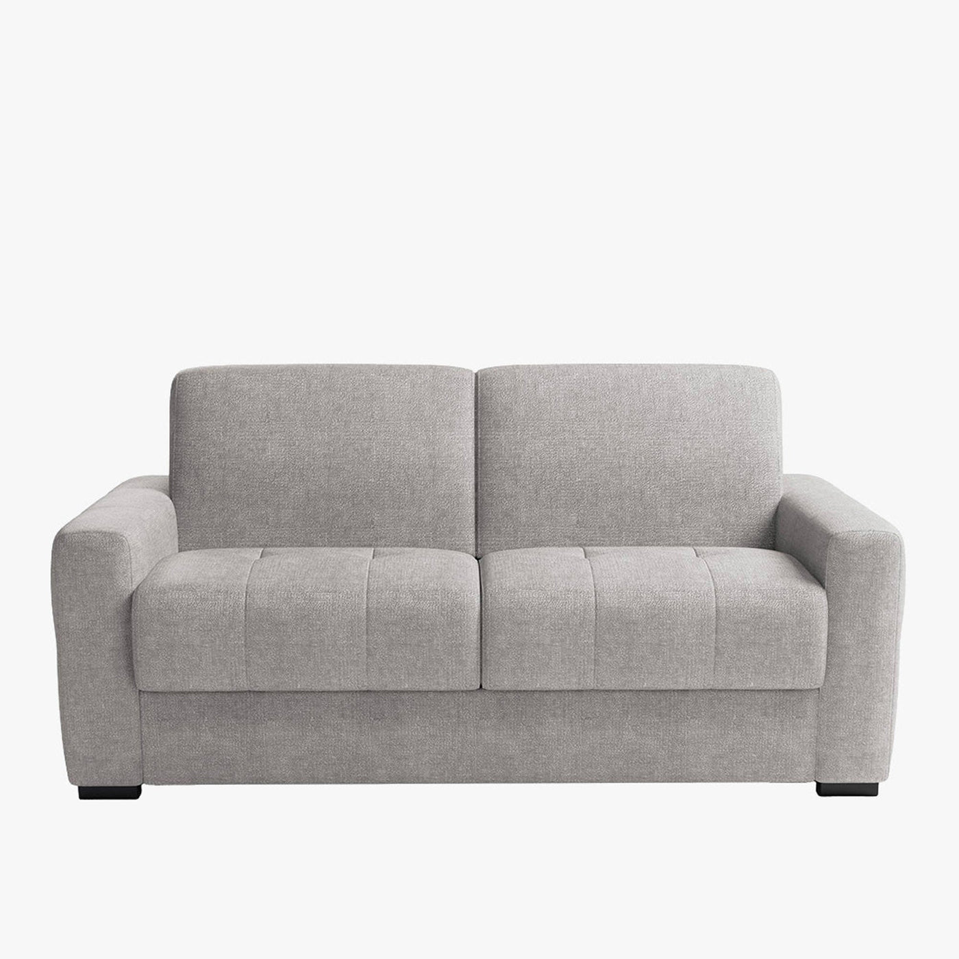 DYLANE Canapé 3 places convertible tissu capitonné gris clair matelas 22 cm - Canapés convertibles - Mobilier Deco
