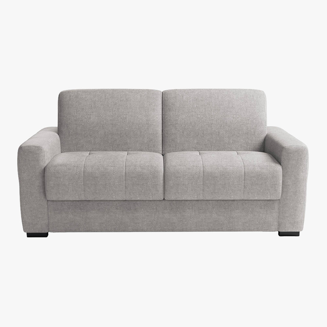 DYLANE Canapé 3 places convertible tissu capitonné gris clair matelas 22 cm - Canapés convertibles - Mobilier Deco