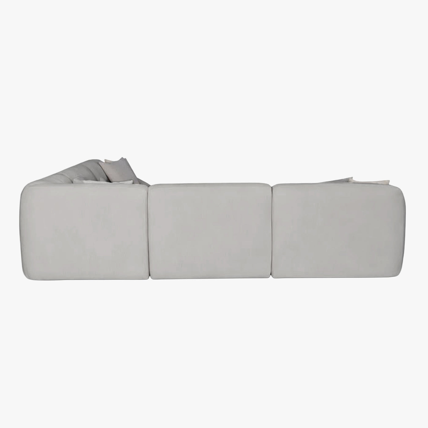 LENA Canapé d'angle modulable en tissu gris clair