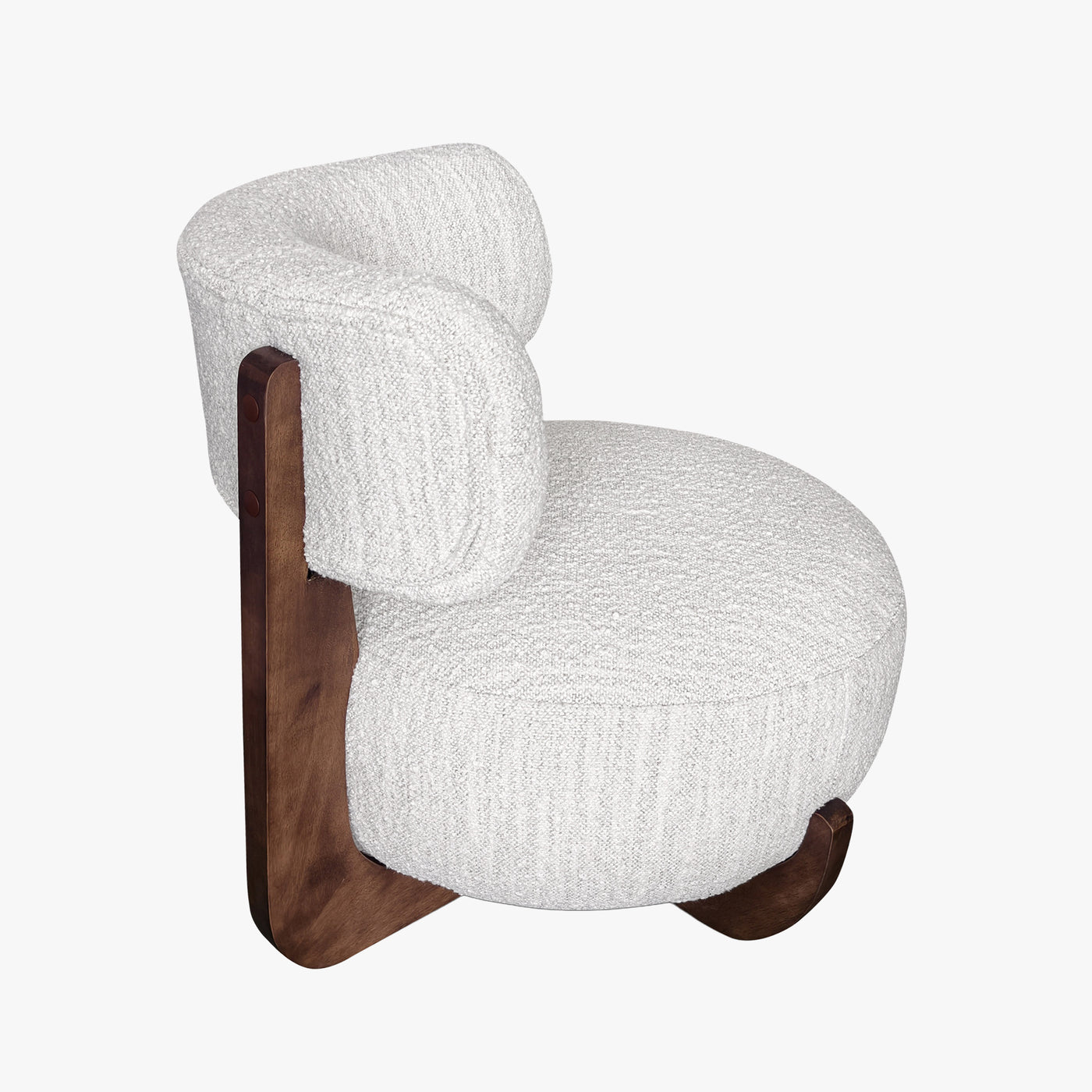 ESTER Fauteuil en tissu blanc écru pieds en bois foncé