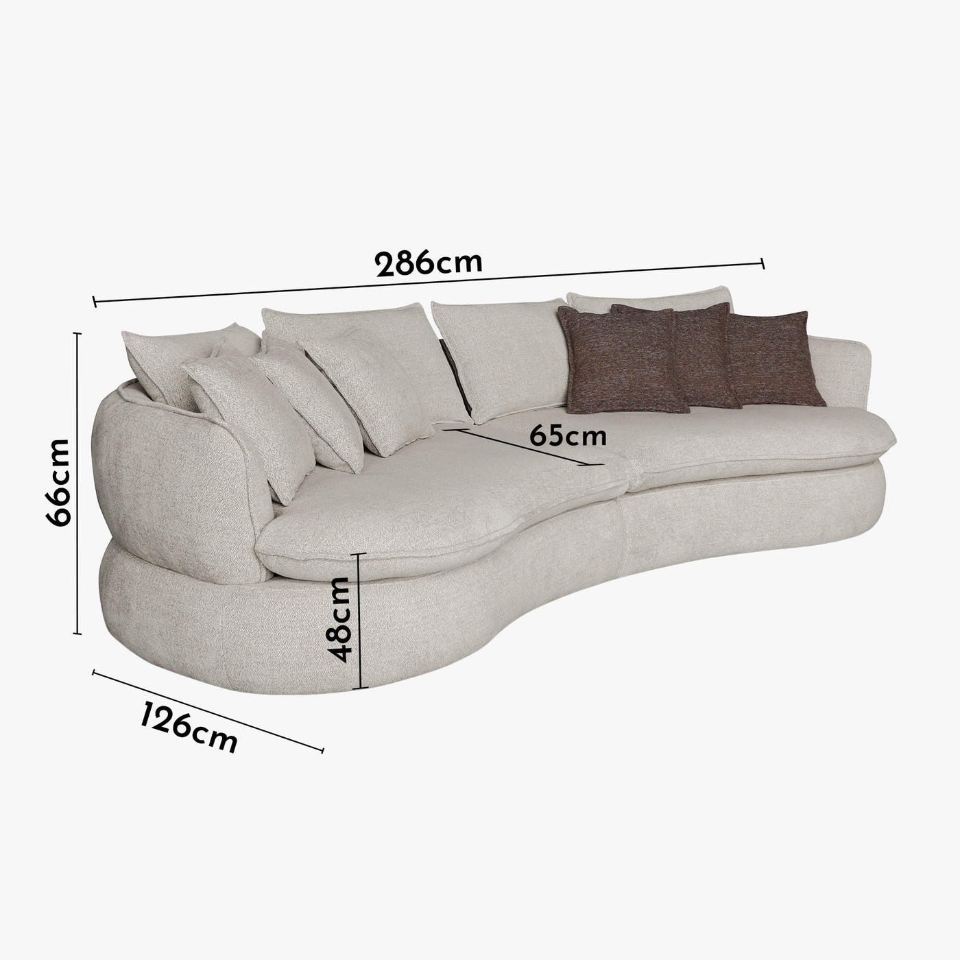 AZRA Canapé 3 places en tissu beige