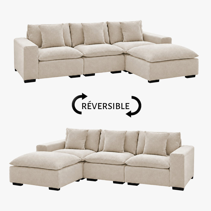 SELENIA Canapé d'angle modulable et réversible en tissu beige