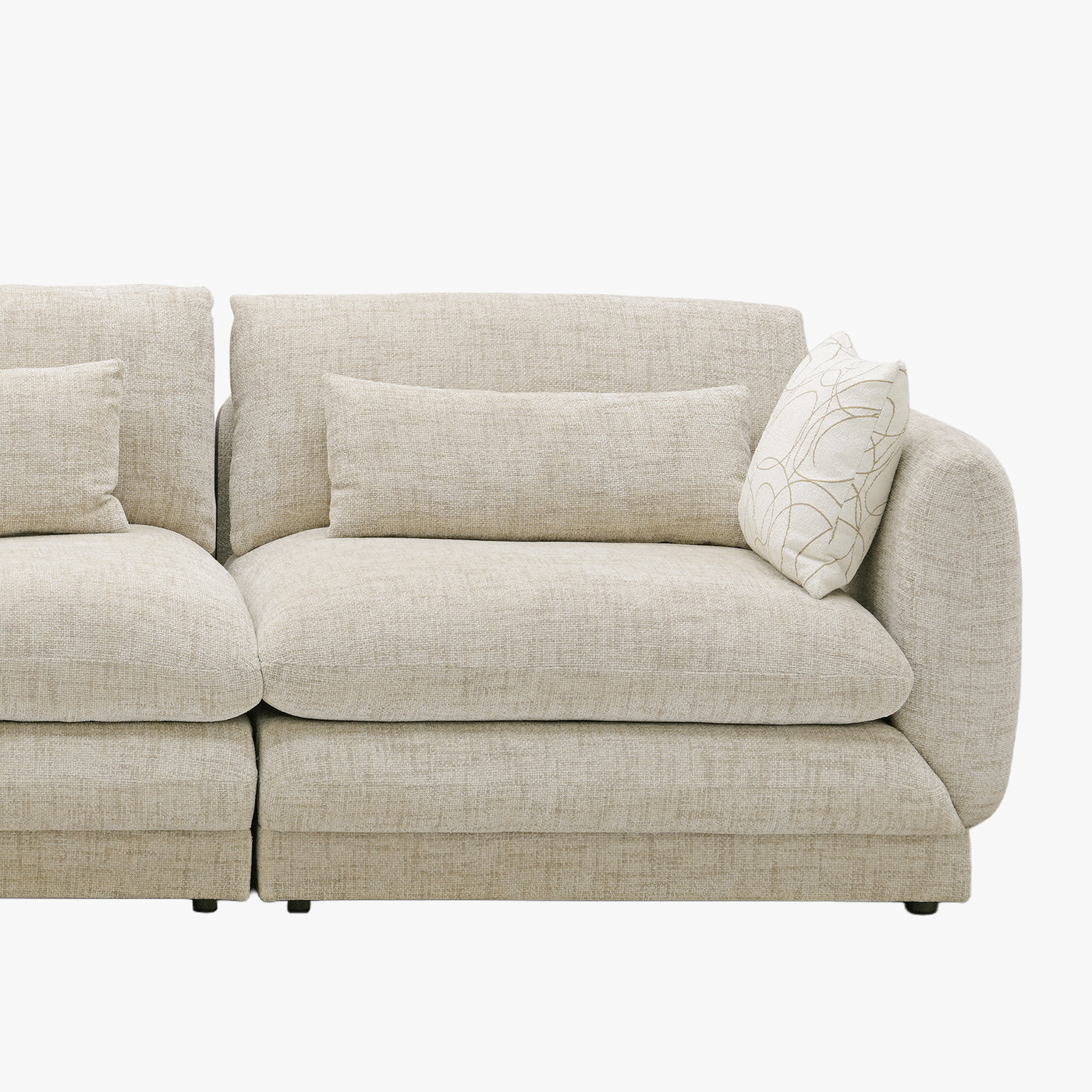KENDAL Canapé d'angle en tissu beige - Angle gauche