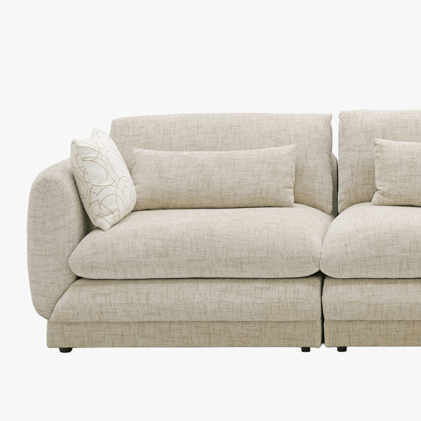 KENDAL Canapé d'angle en tissu beige - Angle droit