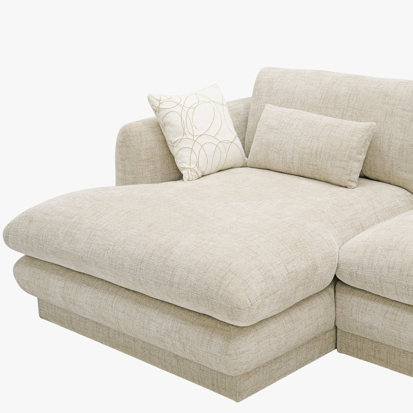 KENDAL Canapé d'angle en tissu beige - Angle gauche