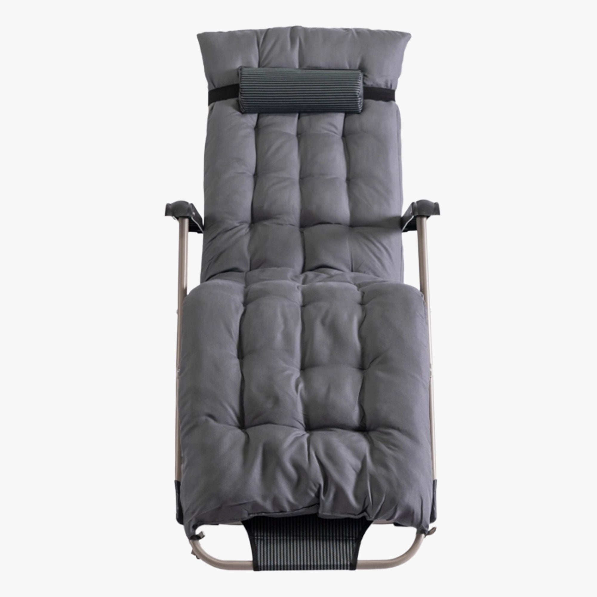 EDISON Fauteuil inclinable en tissu gris pieds en métal beige - Mobilier de jardin - Mobilier Deco