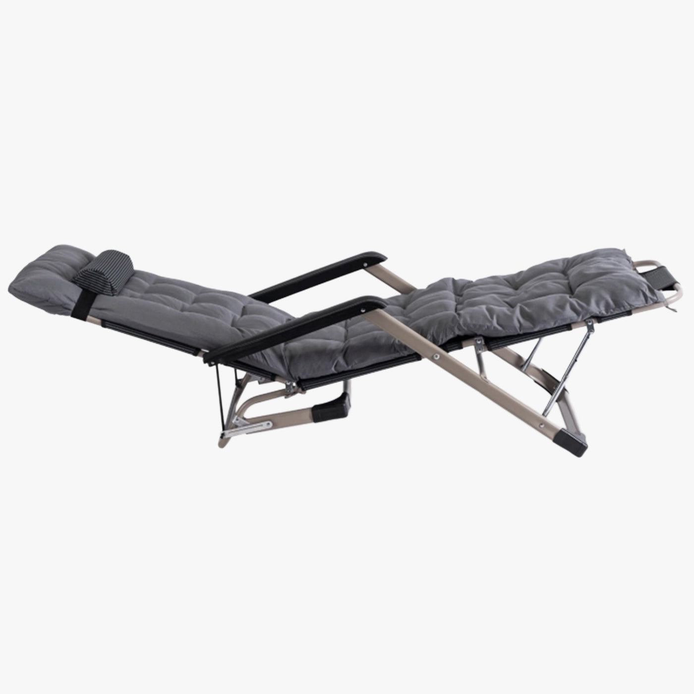 EDISON Fauteuil inclinable en tissu gris pieds en métal beige - Mobilier de jardin - Mobilier Deco