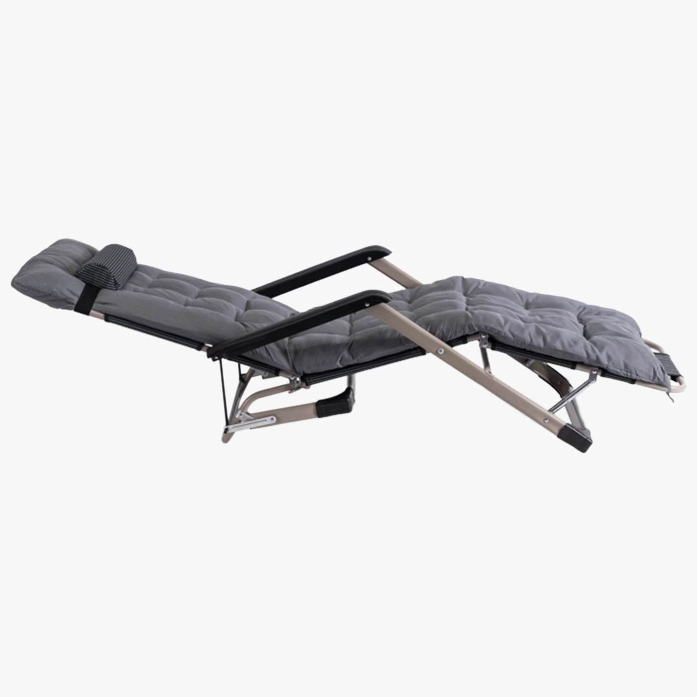 EDISON Fauteuil inclinable en tissu gris pieds en métal beige - Mobilier de jardin - Mobilier Deco