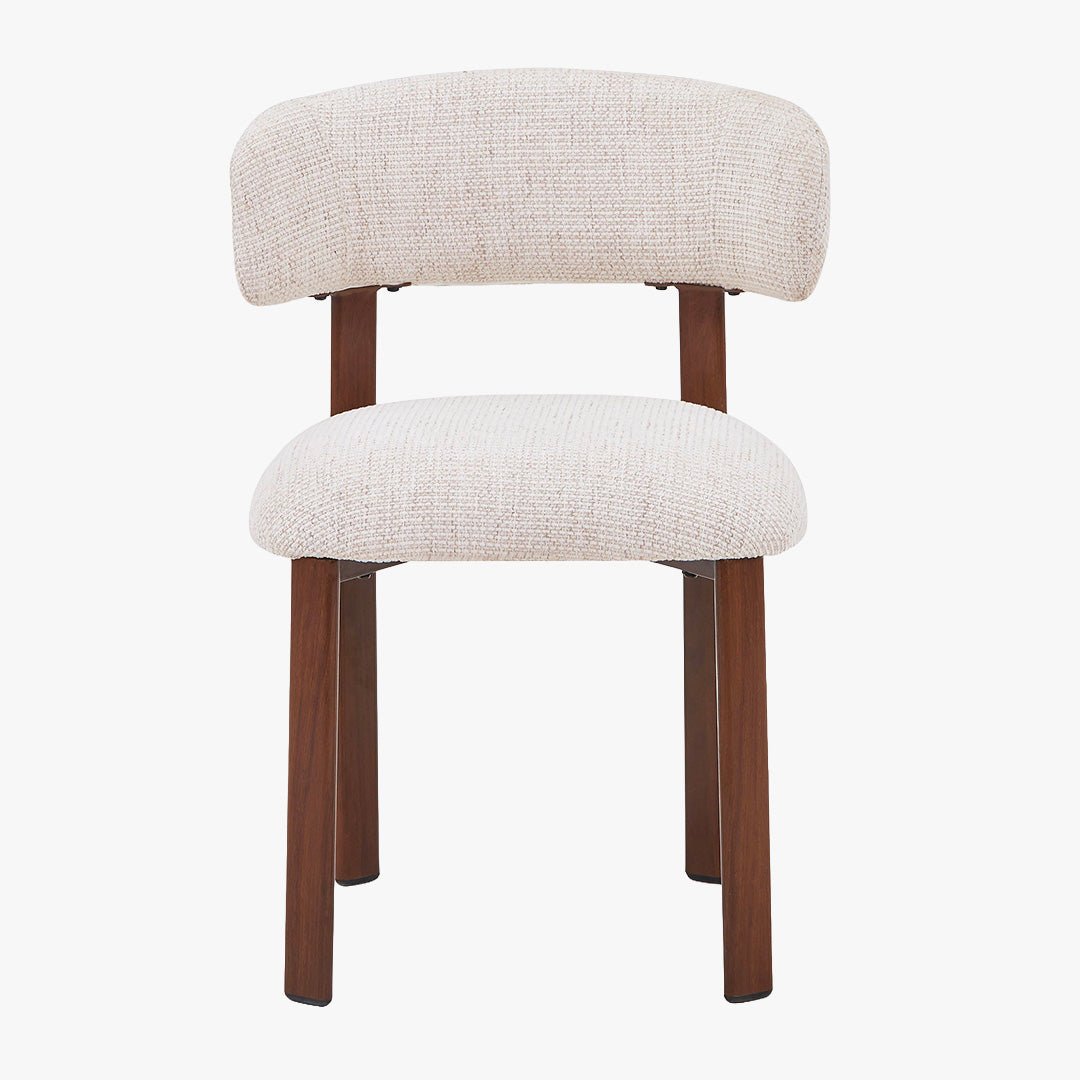 EFILIA Lot de 2 chaises en tissu beige pieds couleur bois foncé - Chaise de repas - Mobilier Deco