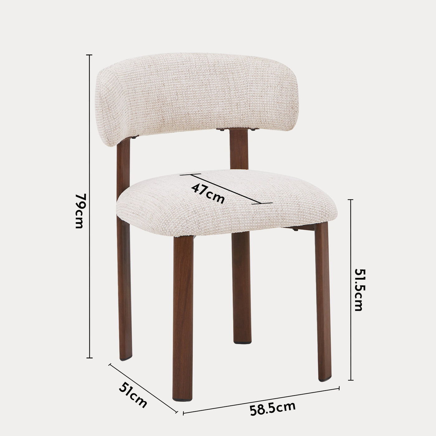 EFILIA Lot de 2 chaises en tissu beige pieds couleur bois foncé - Chaise de repas - Mobilier Deco