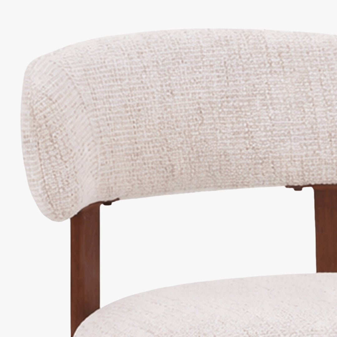 EFILIA Lot de 2 chaises en tissu beige pieds couleur bois foncé - Chaise de repas - Mobilier Deco