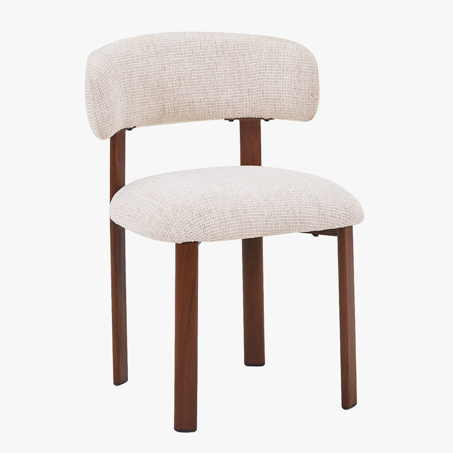 EFILIA Lot de 2 chaises en tissu beige pieds couleur bois foncé — aperçu vidéo