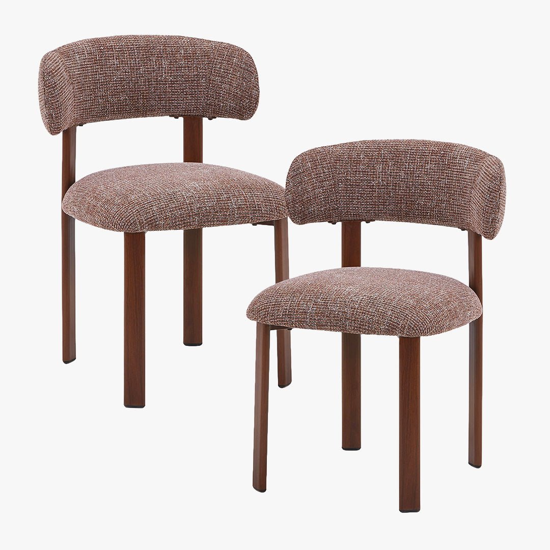 EFILIA Lot de 2 chaises en tissu marron pieds couleur bois foncé - Chaise de repas - Mobilier Deco