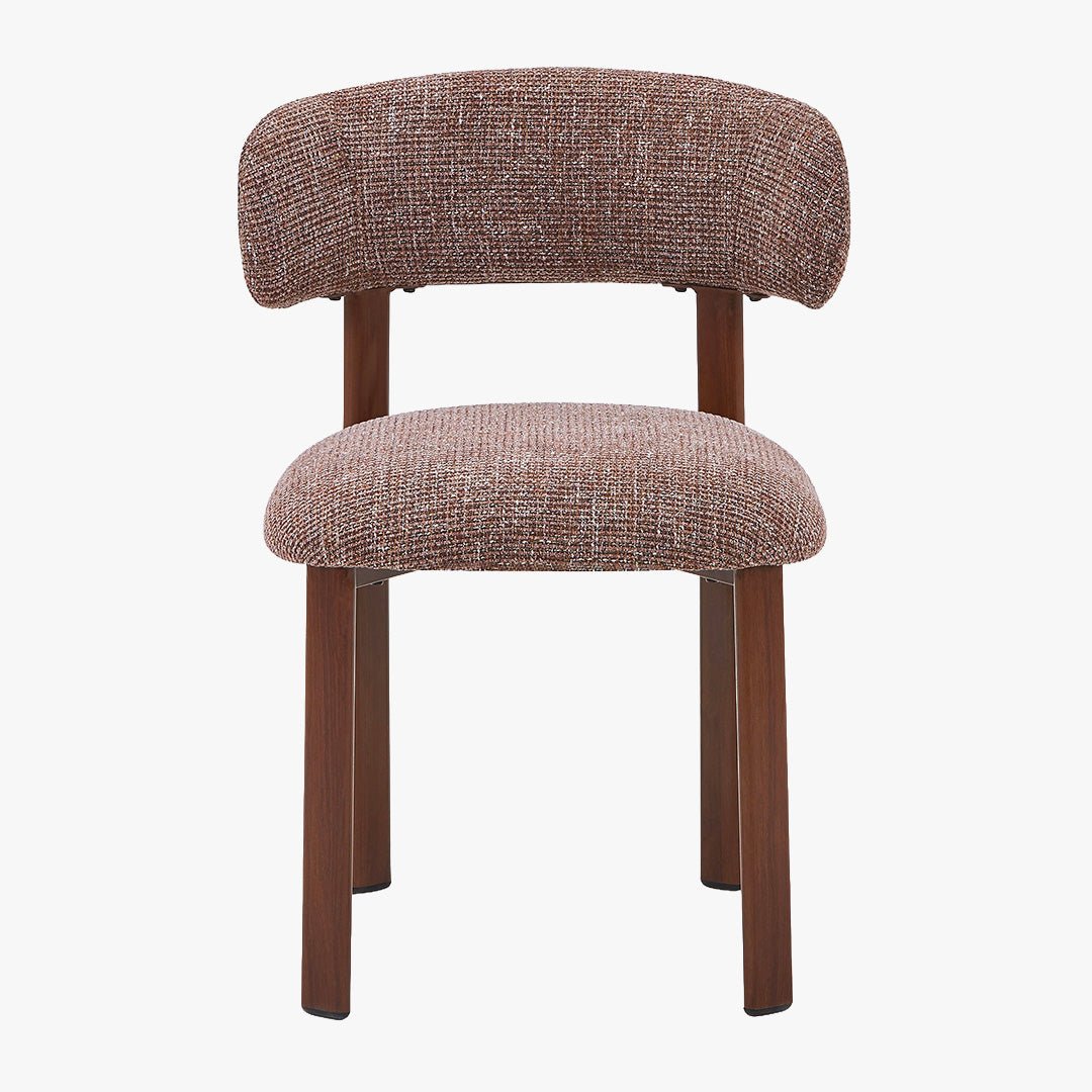 EFILIA Lot de 2 chaises en tissu marron pieds couleur bois foncé - Chaise de repas - Mobilier Deco