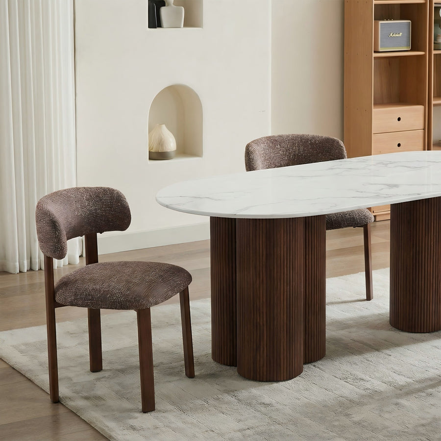 EFILIA Lot de 2 chaises en tissu marron pieds couleur bois foncé — aperçu vidéo