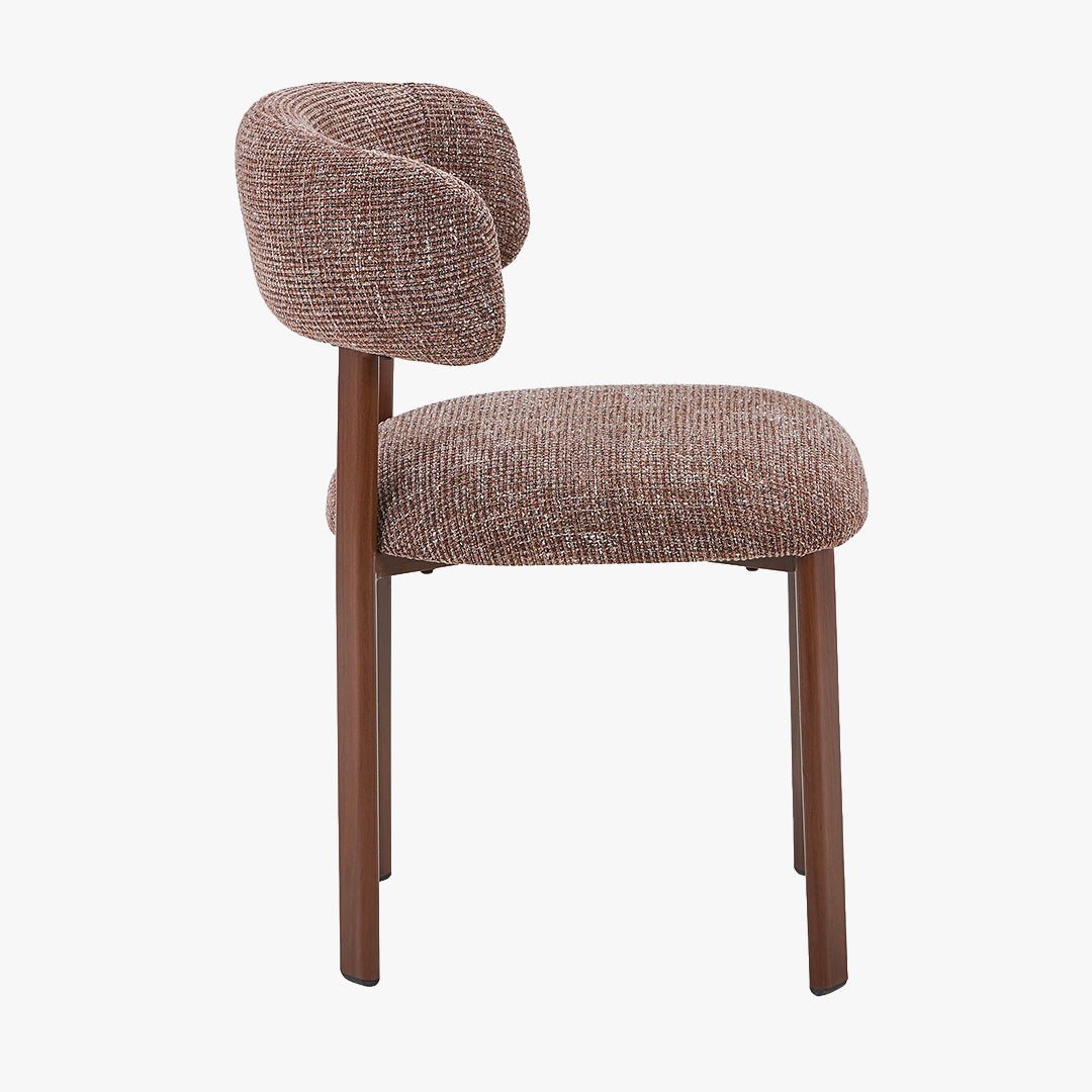 EFILIA Lot de 2 chaises en tissu marron pieds couleur bois foncé - Chaise de repas - Mobilier Deco