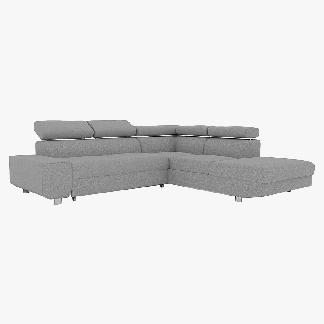 EIDEN Canapé d'angle convertible avec coffre en tissu gris clair - Angle droit - Canapé d'angle convertible - Mobilier Deco