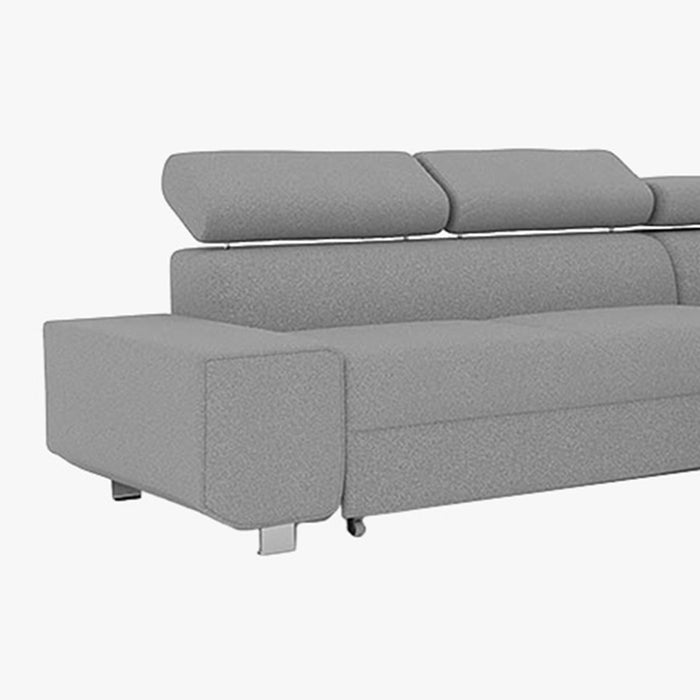 EIDEN Canapé d'angle convertible avec coffre en tissu gris clair - Angle droit