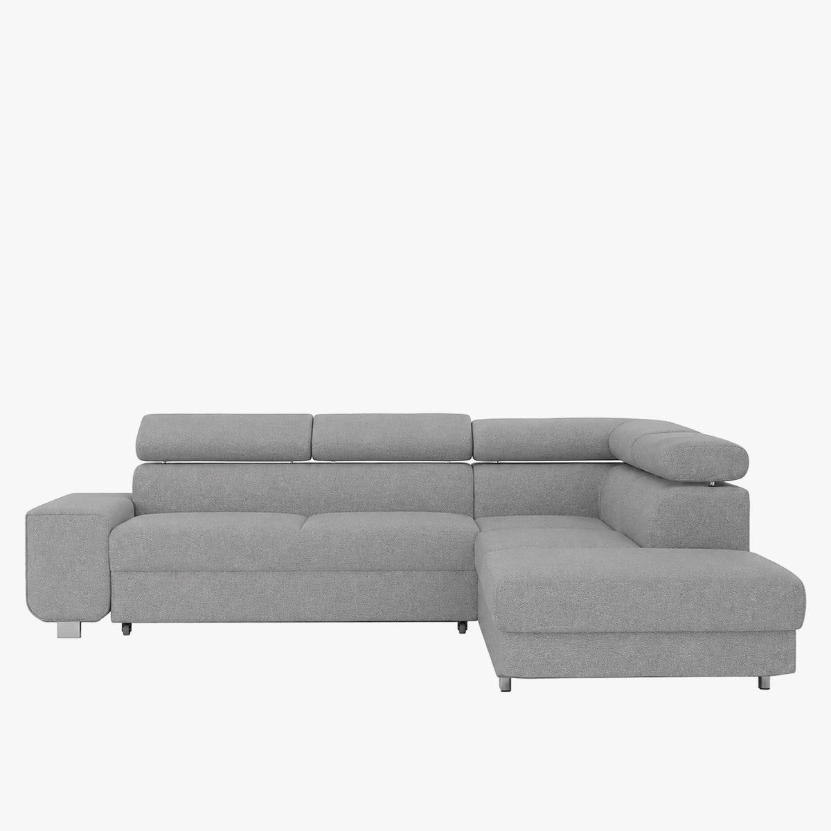 EIDEN Canapé d'angle convertible avec coffre en tissu gris clair - Angle droit - Canapé d'angle convertible - Mobilier Deco