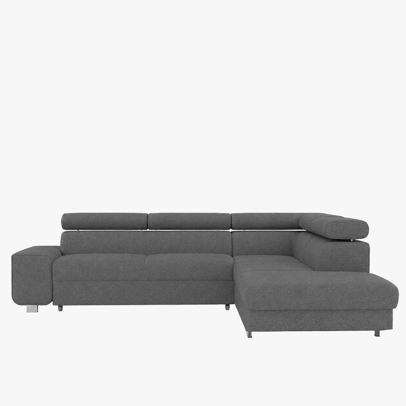 EIDEN Canapé d'angle convertible avec coffre en tissu gris foncé - Angle droit - Canapé d'angle convertible - Mobilier Deco