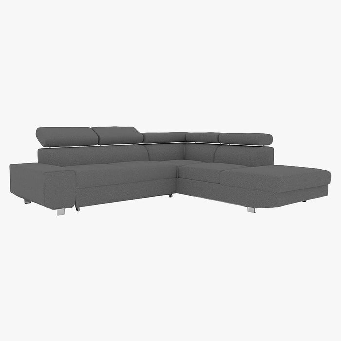 EIDEN Canapé d'angle convertible avec coffre en tissu gris foncé - Angle droit