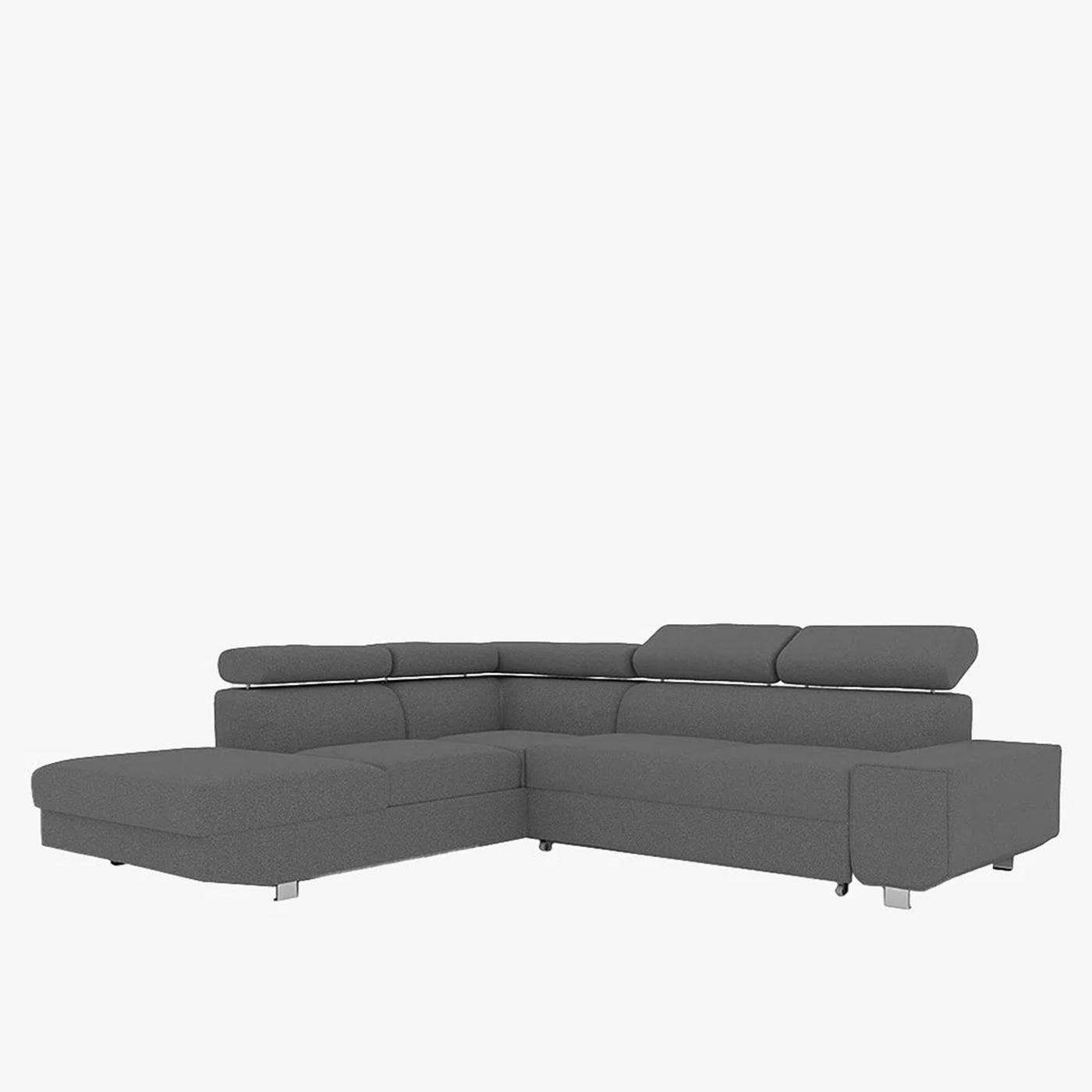 EIDEN Canapé d'angle convertible avec coffre en tissu gris foncé - Angle gauche - Canapé d'angle convertible - Mobilier Deco