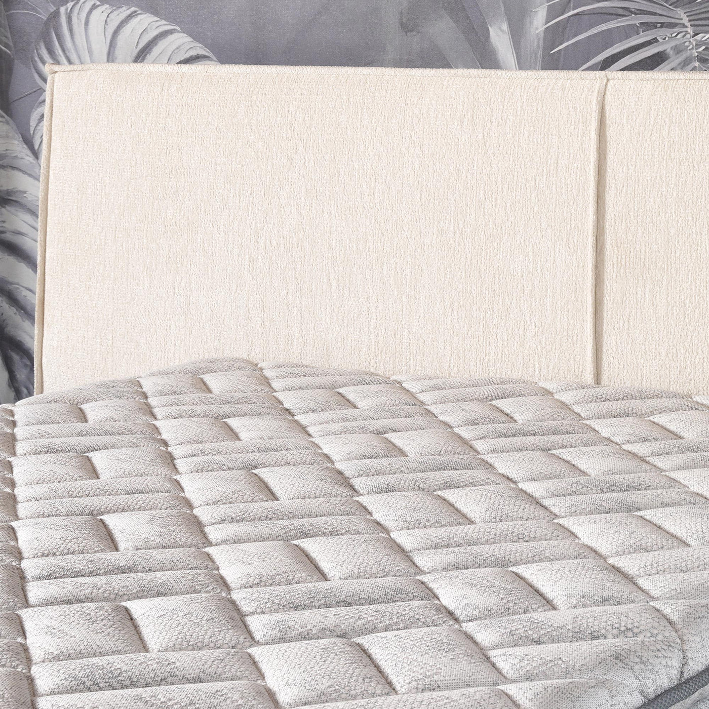 ELANA Lit double en tissu beige avec coffre 160x200 cm - Lits - Mobilier Deco