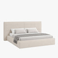 ELANA Lit double en tissu beige avec coffre 160x200 cm
