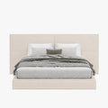 ELANA Lit double en tissu beige avec coffre 160x200 cm