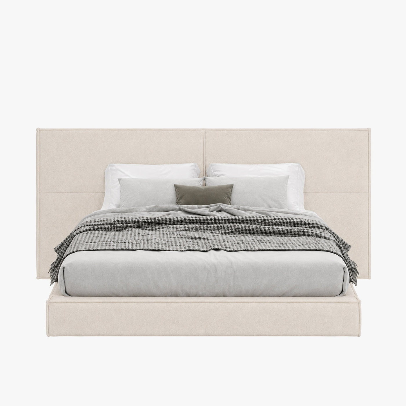 ELANA Lit double en tissu beige avec coffre 160x200 cm - Lits - Mobilier Deco
