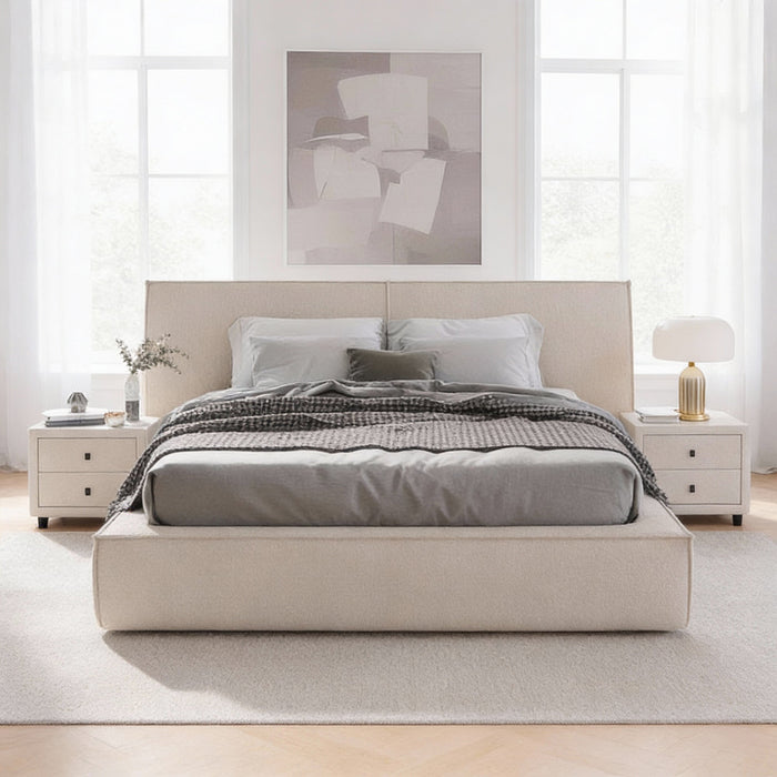 ELANA Lit double en tissu beige avec coffre 160x200 cm – Lits – vue 2