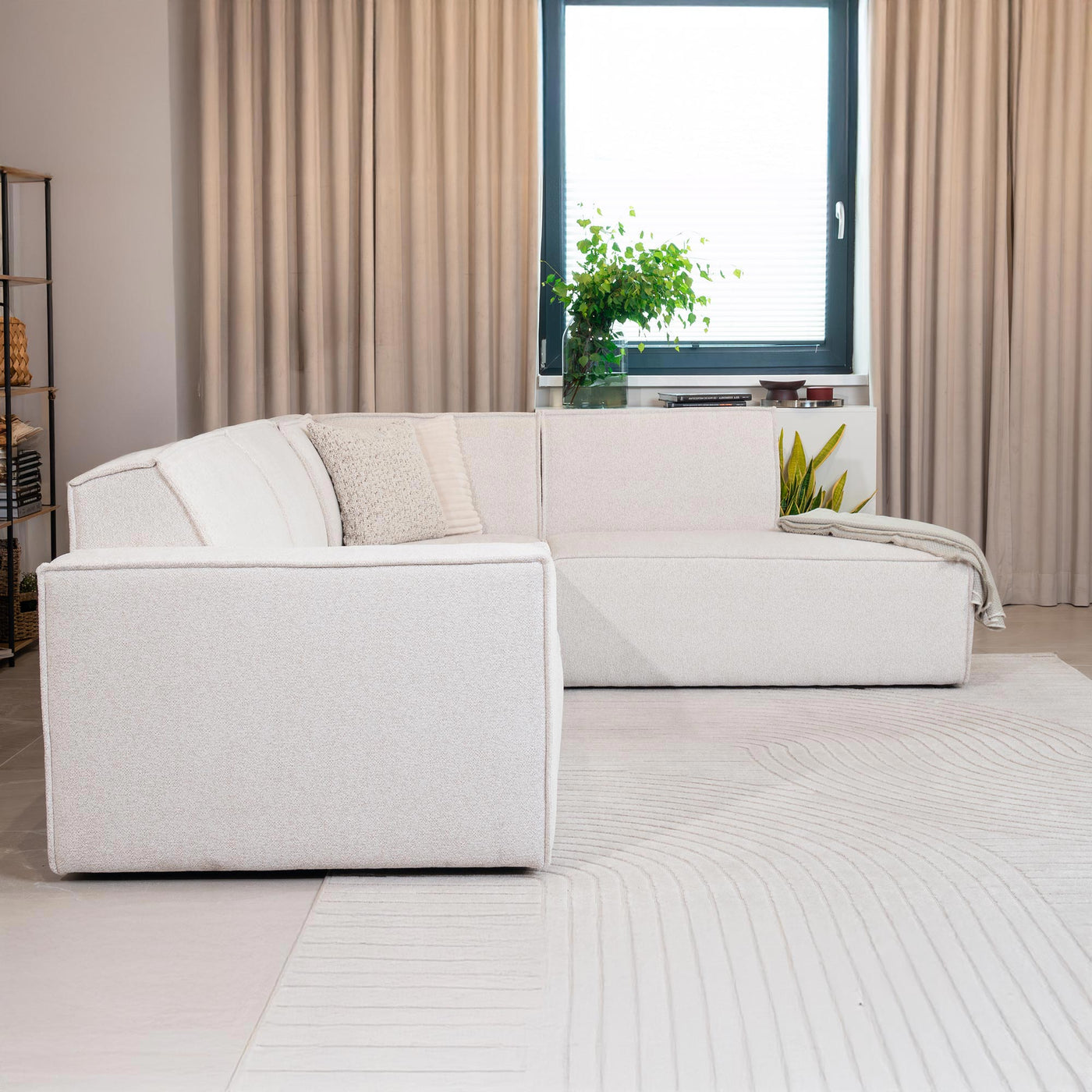 ELIA Canapé d'angle en tissu beige - Angle droit - Canapés d'angle - Mobilier Deco