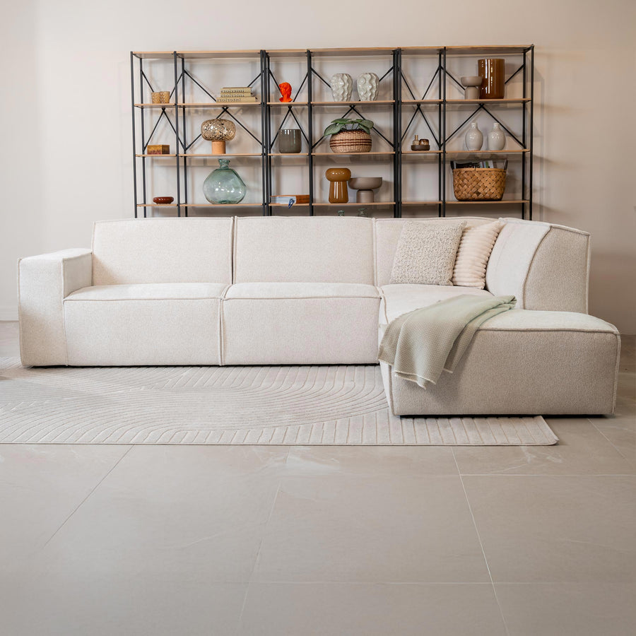 ELIA Canapé d'angle en tissu beige - Angle droit — aperçu vidéo