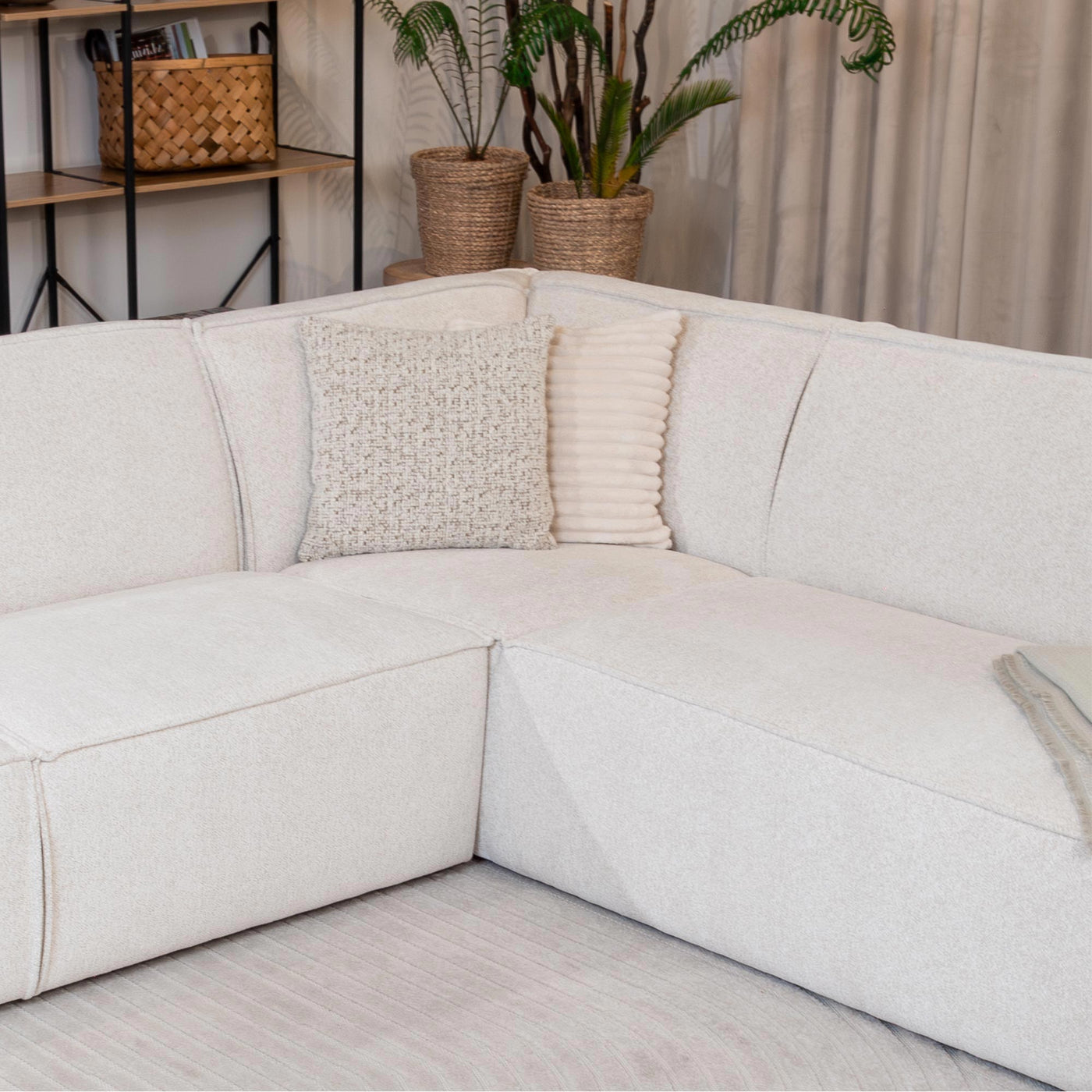 ELIA Canapé d'angle en tissu beige - Angle droit - Canapés d'angle - Mobilier Deco