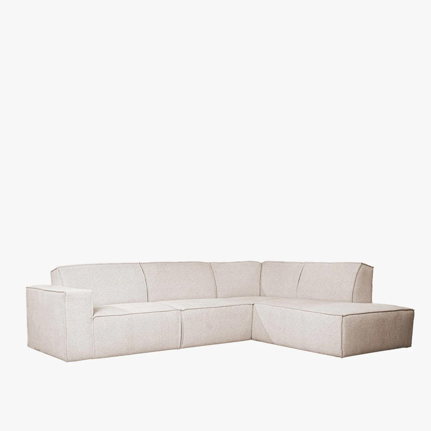 ELIA Canapé d'angle en tissu beige - Angle droit - Canapés d'angle - Mobilier Deco