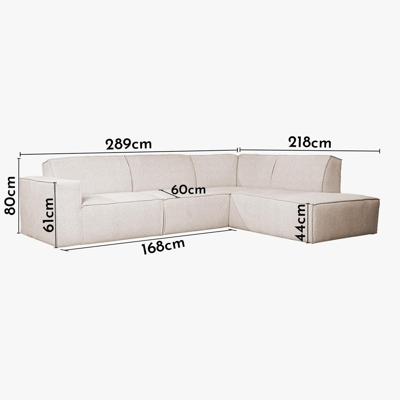 ELIA Canapé d'angle en tissu beige - Angle droit - Canapés d'angle - Mobilier Deco