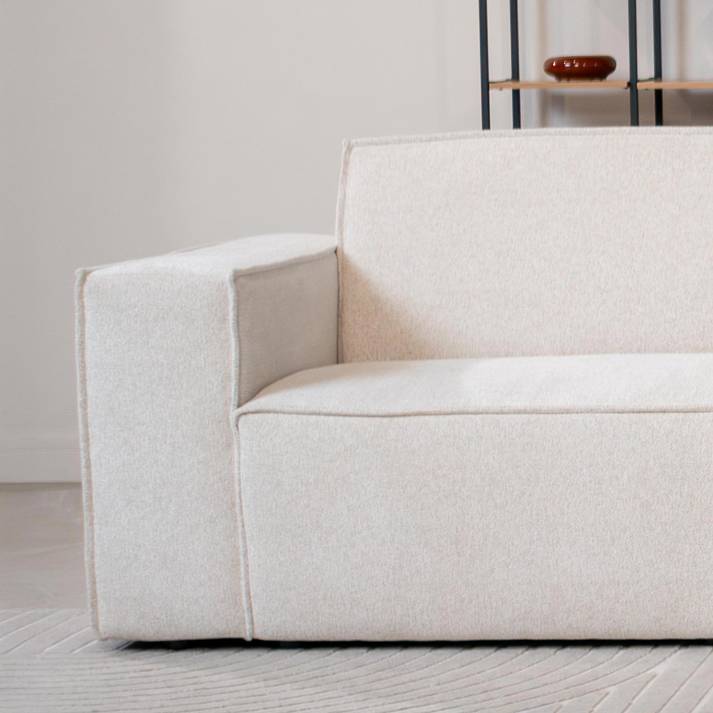 ELIA Canapé d'angle en tissu beige - Angle droit - Canapés d'angle - Mobilier Deco