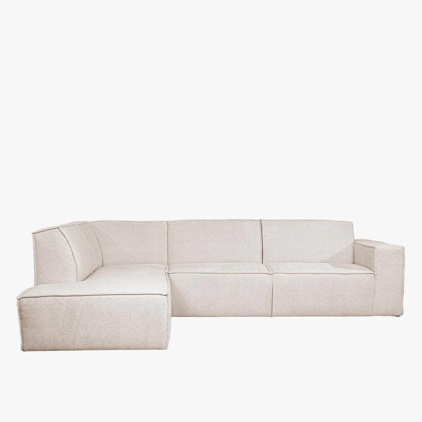 ELIA Canapé d'angle en tissu beige - Angle gauche - Canapés d'angle - Mobilier Deco