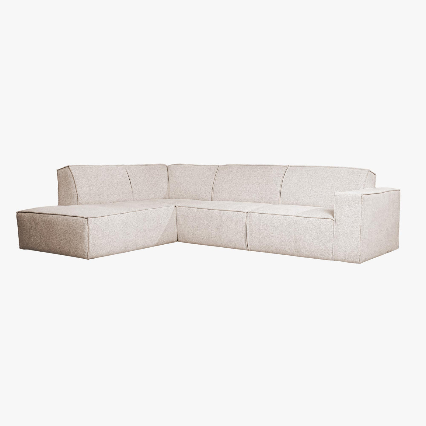 ELIA Canapé d'angle en tissu beige - Angle gauche - Canapés d'angle - Mobilier Deco